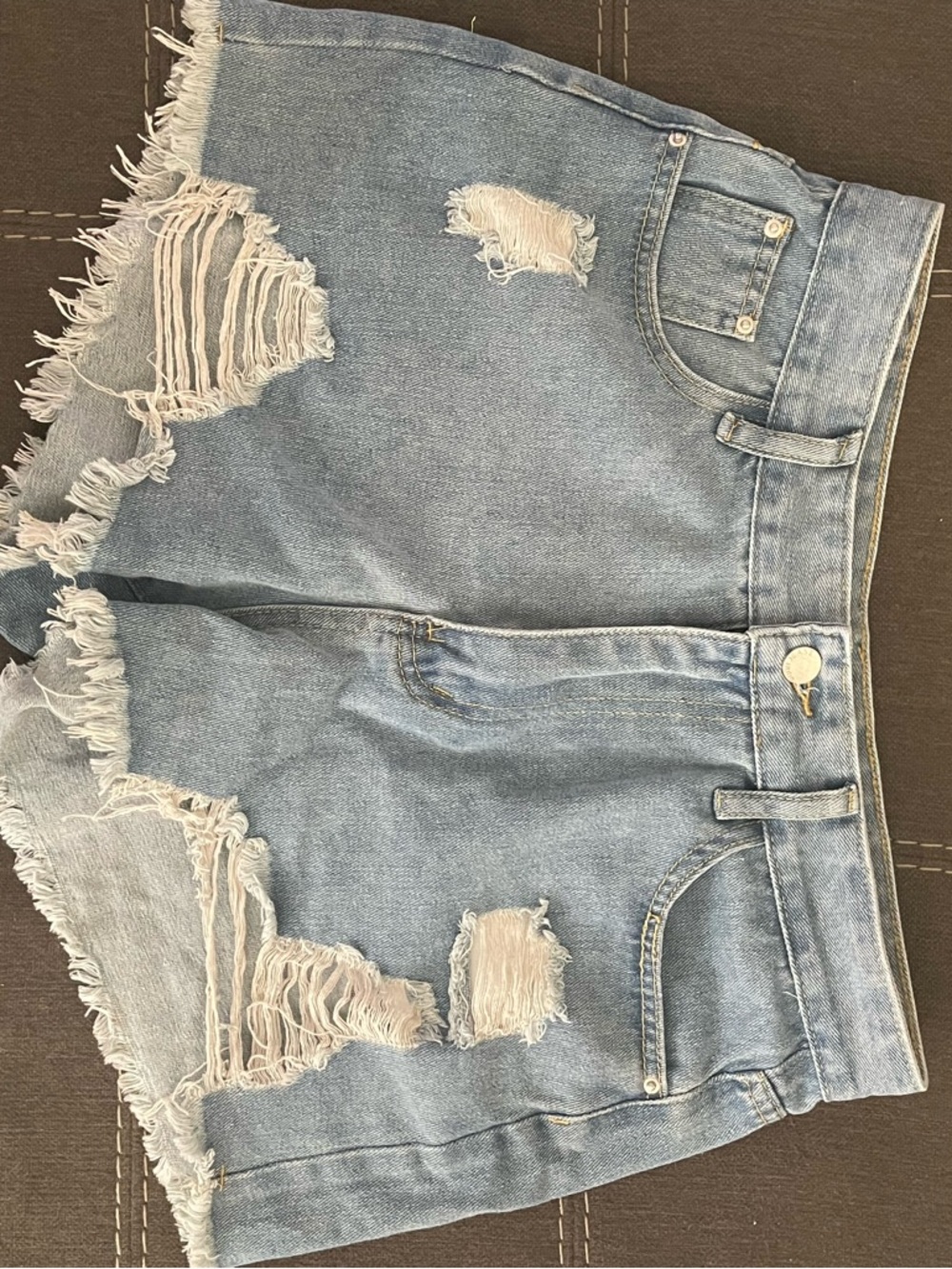 Light Blue Distressed Denim Shorts